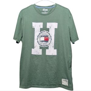 Tommy Hilfiger Retro Olive Green Logo Short Sleeve Tee Men's Large 90s 00s EUC